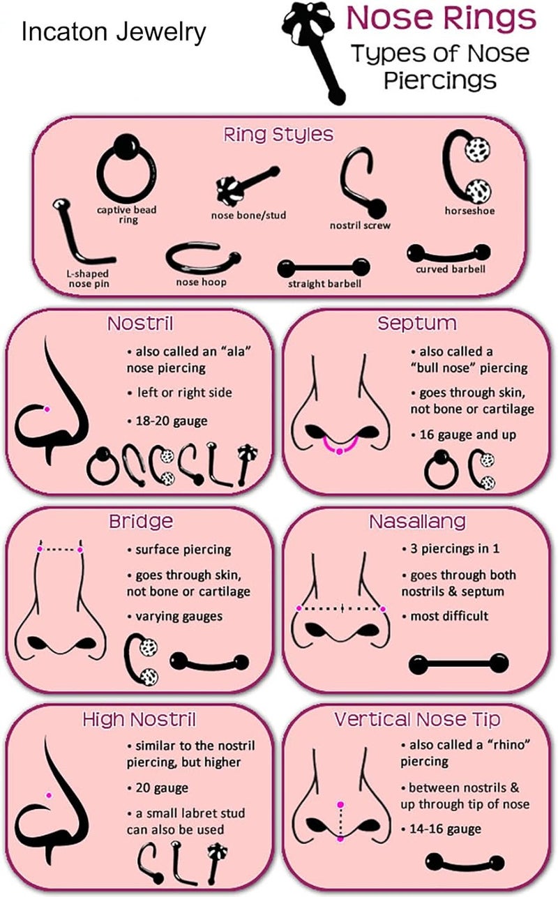 Incaton 20G Stainless Steel Nose Rings for Women Nose Rings Hoops L Shaped Nose Studs Screw Nose Piercing Jewelry for Women Men Silver Rose Gold Black Rainbow - Image 5